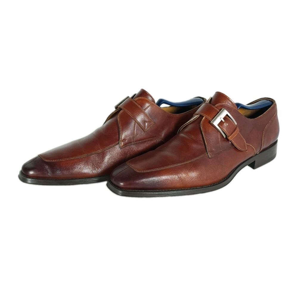Magnanni Men's Marco US 12M Brown Leather Monk Strap Dress Shoes